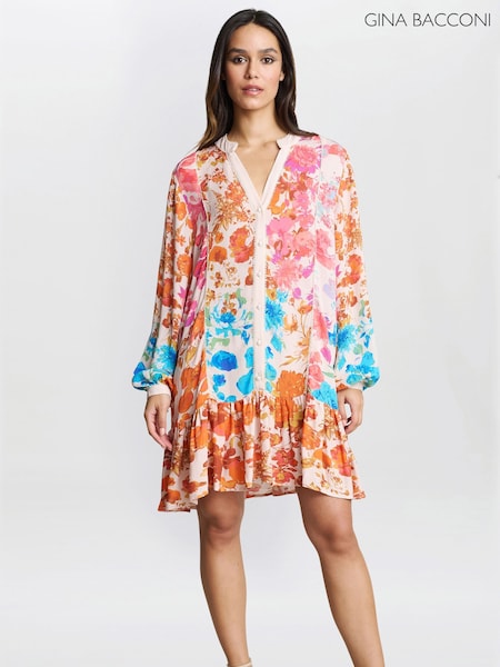 Gina Bacconi Millie Short Floral Print Shirt Dress (H30000) | ₪1,408
