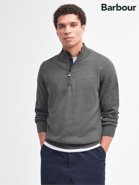 Barbour® Olive Green Quarter Zip Jumper (H30055) | €114