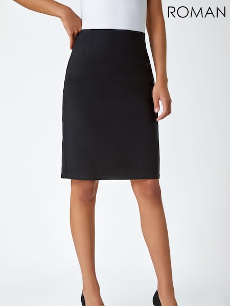 Roman Black Pull On Stretch Elastic Waist Pencil Skirt (H30070) | €42