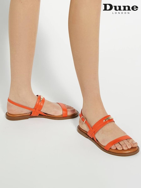Dune London Orange Litton Branded Dune Plate Flat Sandals (H30076) | €113