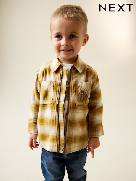 Yellow Check Zip Thru Long Sleeve Shirt and T-Shirt Set (3mths-7yrs) (H30082) | R$ 0