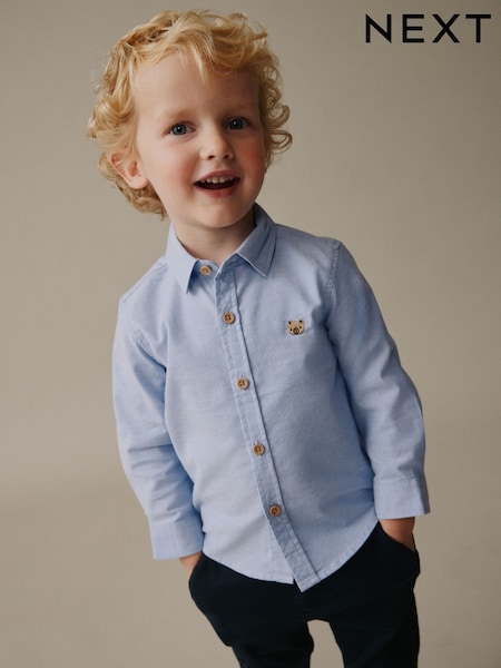 Mid Blue Character Long Sleeve Oxford Shirt (3mths-7yrs) (H30087) | €13 - €16