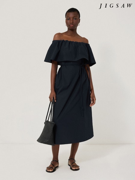 Jigsaw Blue Off The Shoulder 100% Cotton Poplin Dress (H30122) | AED961