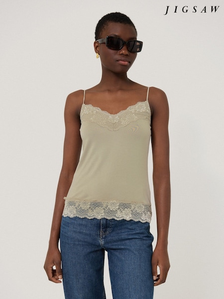 Jigsaw Grey Modal Lace Vest (H30127) | €40