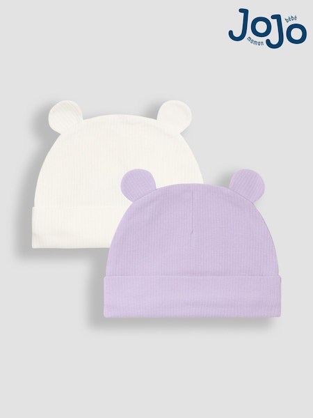 JoJo Maman Bébé Purple 2- Pack Bear Baby Hat (H30142) | R$ 95
