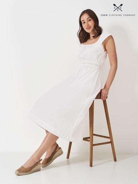 Crew Clothing White Maurice 100% Cotton Midi Dress (H30194) | €95