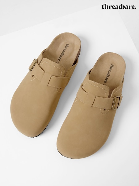 Natural - Sandale mule Threadbare din imitație piele întoarsă (H30214) | 268 LEI
