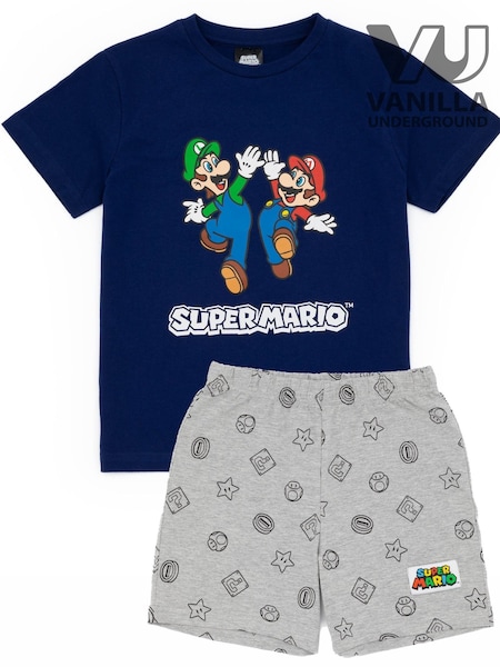 Vanilla Underground Blue Boys Nintendo Super Mario Short Sleeve Short Leg Pyjamas Set (H30219) | €21