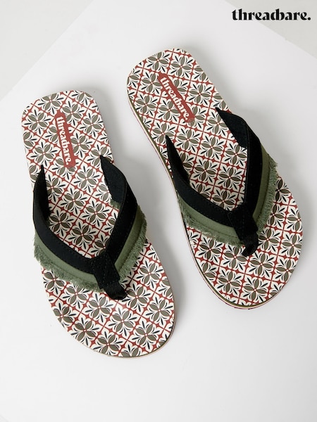 Green - Threadbare Fringe Detail Sandals (H30226) | 164 LEI
