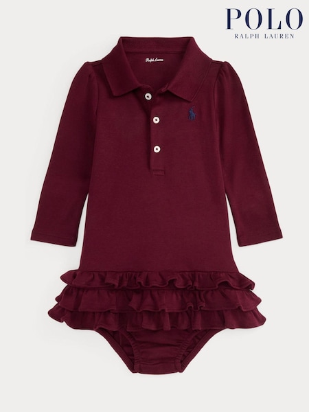 Polo Ralph Lauren Red Baby Girls Collared Dress (H30549) | €113