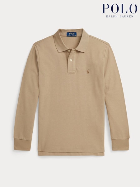 Natural - Polo Ralph Lauren Boys Long Sleeve Cotton Pique Polo Shirt (H30550) | 106 € - 112 €