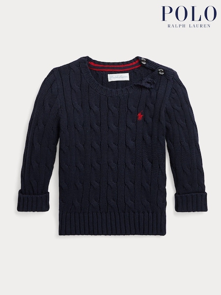 Polo Ralph Lauren Blue Baby Cable Knit Jumper (H30552) | €118