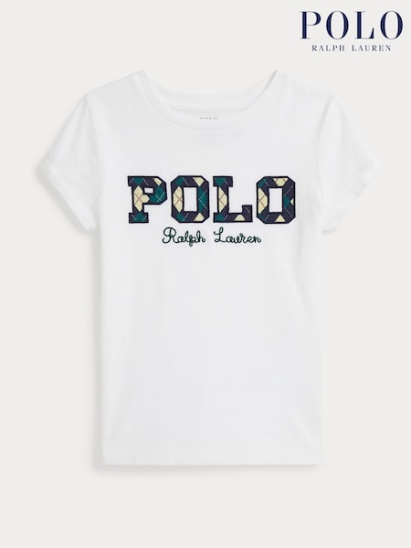 Polo Ralph Lauren White Girls Embroidered Logo Jersey T-Shirt (H30574) | €65 - €73