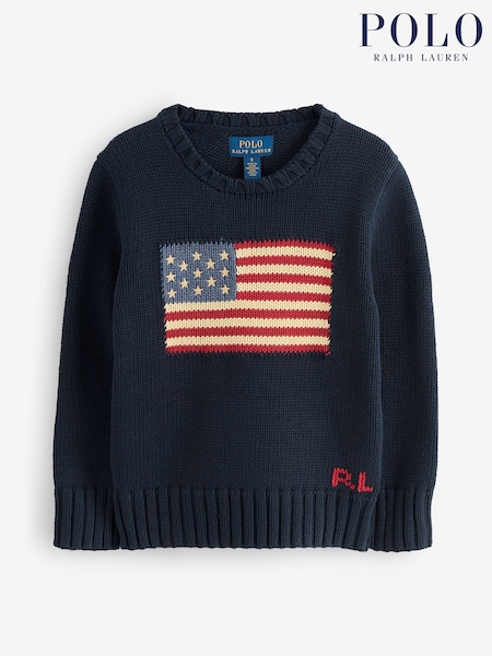 Polo Ralph Lauren Blue Boys Flag Icon Knit Jumper (H30576) | €185 - €190