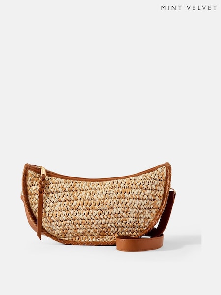 Mint Velvet Natural Woven Crossbody Bag (H30591) | €113