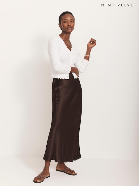 Mint Velvet Satin Slip Midi Skirt (H30602) | ‏448‏₪