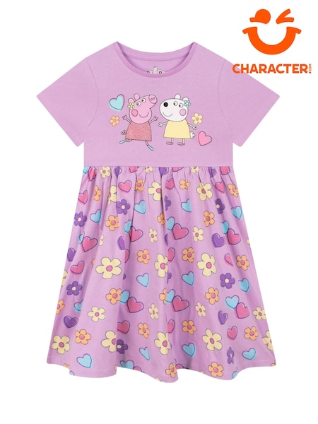 Character Purple Girls Peppa Pig Short Sleeve 100% Cotton Dress (H30631) | ₪105