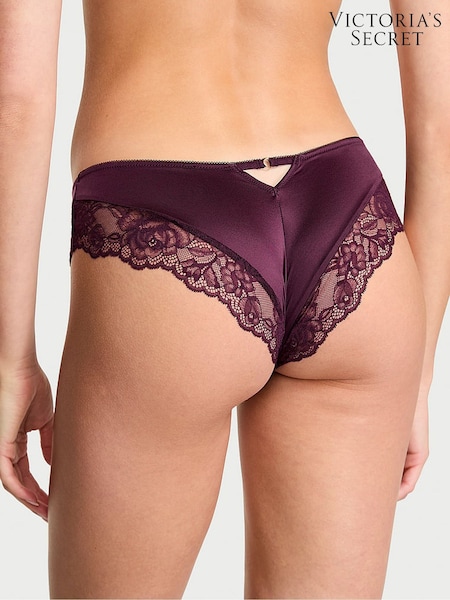 Victoria's Secret Winter Wine Red Cheeky Rose Lace Trim Knickers (H30817) | €18.50