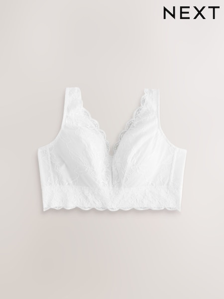 White Non Pad Non Wire Total Support Lace Bra (H34029) | €38