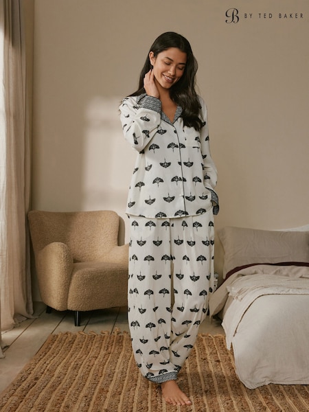 B by Ted Baker Bird Crinkle Satin Black/White Pyjamas (H34745) | R$ 585