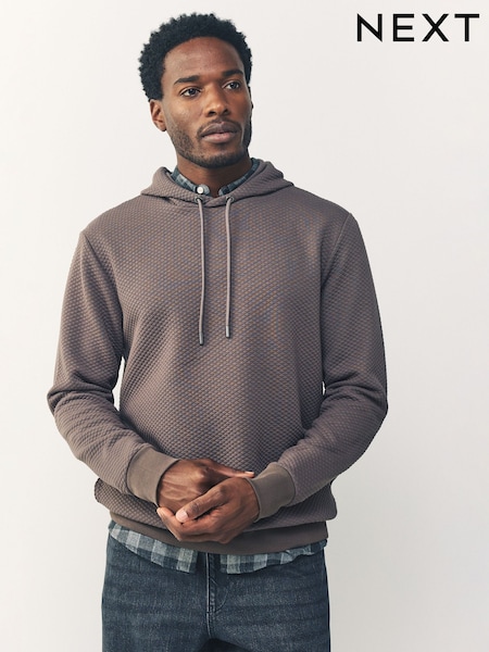 Neutral Textured Overhead Hoodie (H34852) | 178 QAR