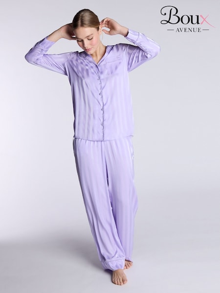Boux Avenue Purple Luxe Satin Stripe Long Pyjamas Set (H35112) | ‏238 ر.ق.