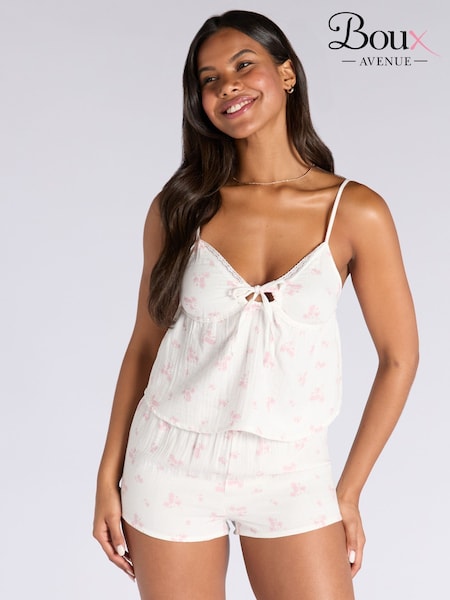 Boux Avenue Vintage Floral Print White Cami & Short Pyjama Set (H35114) | R$ 375