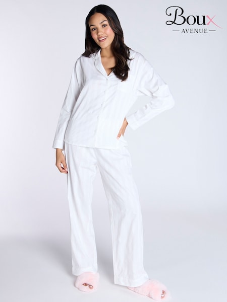أبيض - Boux Avenue Pink Stripe Cotton Long Pyjamas Set (H35128) | ‏247 ر.ق.