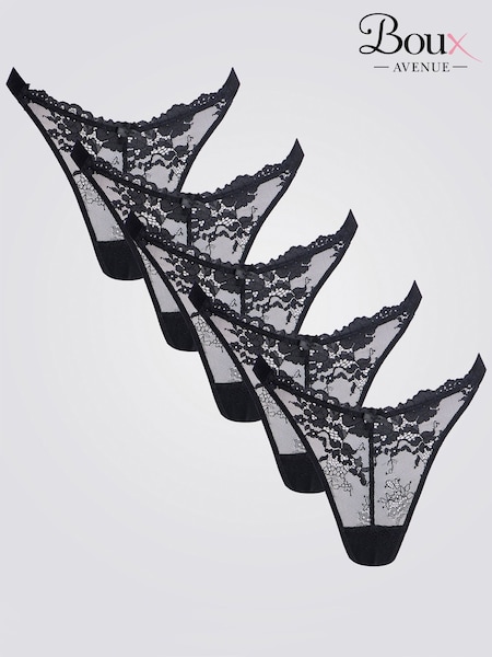 Boux Avenue Fran High Leg Lace Black Brazilian Briefs 5 Pack (H35176) | R$ 445