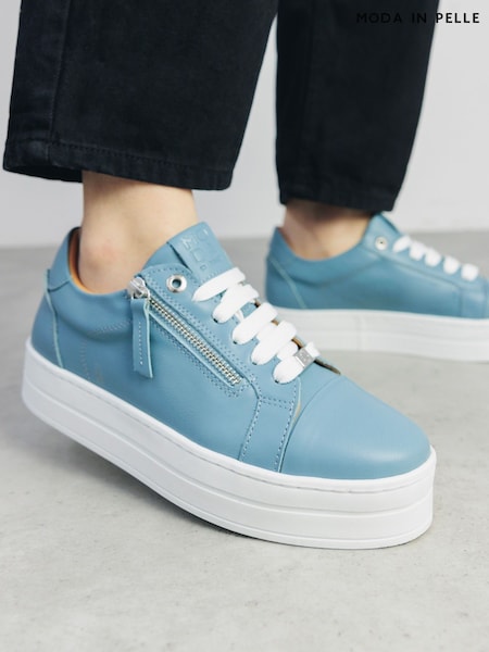 Moda In Pelle Abbiy Chunky Slab Sole Side Zip Lace Up Trainers (H35424) | €113