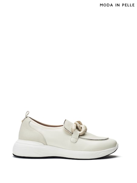 Valkoinen - Moda in Pelle Basil Sporty Sole Chain Kengät (H35451) | €156