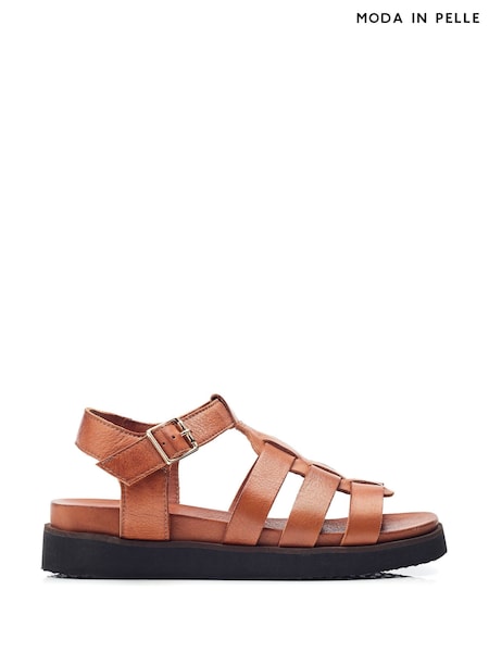 Moda in Pelle Shipshape Square Toe Leather Gladiator Sandals (H35456) | ₪498