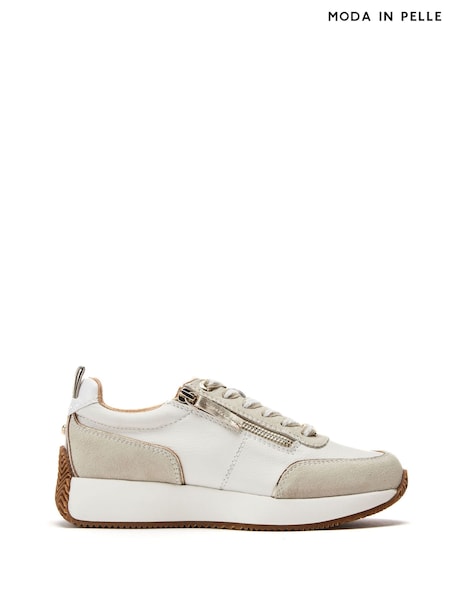 Moda in Pelle Delphinea Chunky Lace Up Leather Runner White Trainers (H35466) | 140 €