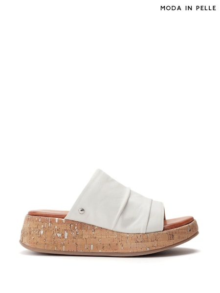 Moda in Pelle Kalimeres Low Cork Flatform Sandals With Ruche Leather Upper (H35467) | €101