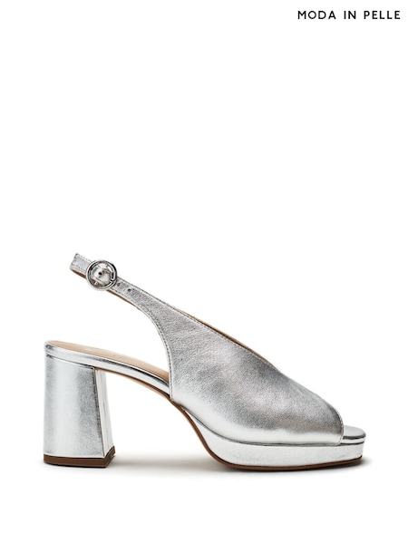 Moda in Pelle Jacinta Block Heel Leather Peep Toe Sandals (H35470) | 490 QAR