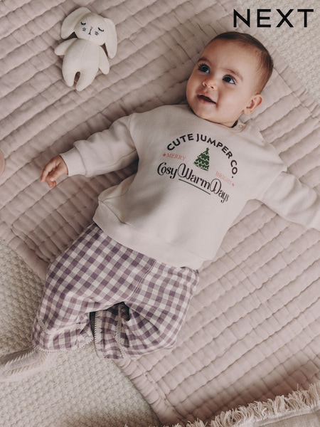 Pink Baby Christmas Jumpers and Trousers 2 Piece Set (0mths-2yrs) (H35486) | AED71 - AED81