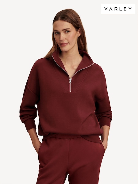 Varley Red Half Zip Hawley Half Zip Sweatshirt (H35500) | AED611