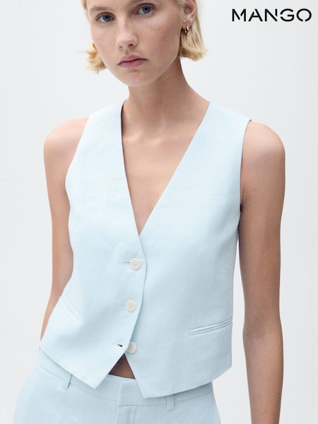 Mango Blue Linen Suit Waistcoat (H35541) | €63