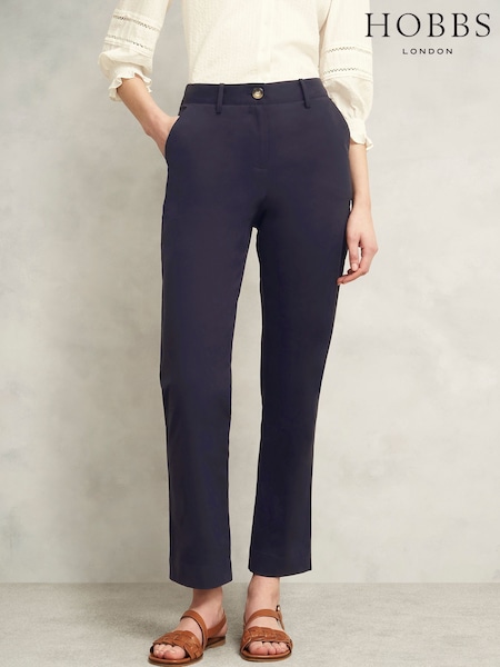 Hobbs Blue Noa 100% Cotton Trousers (H35878) | AED460