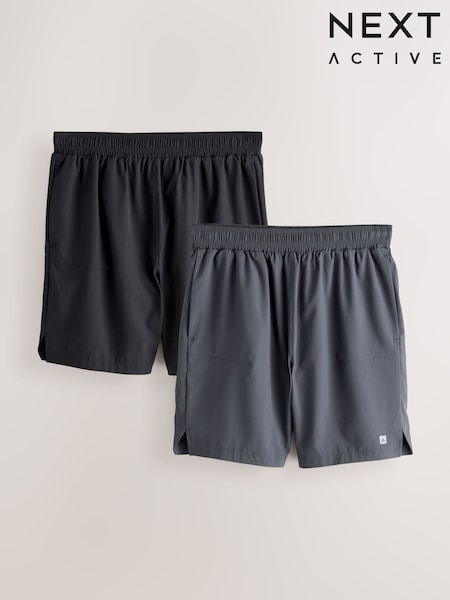 Black/Grey 7 Inch Active Gym Sports Shorts 2 Pack (H35882) | €44
