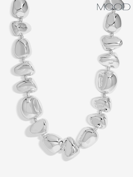 Mood Silver Tone Polished Pebble Necklace (H35914) | €36