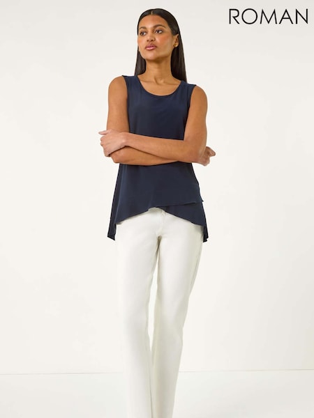 Roman Blue Asymmetric Hem Vest Top (H35991) | 198 QAR
