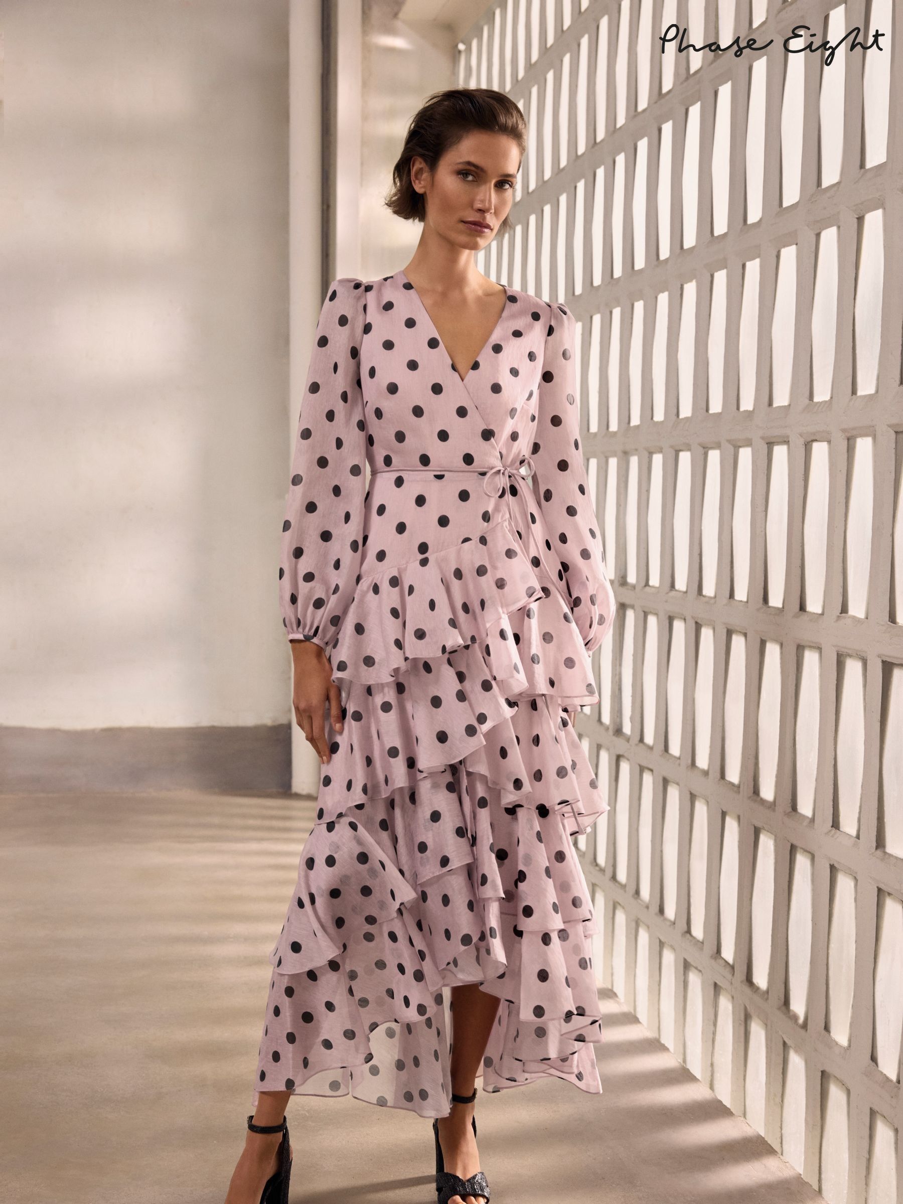 Sale wrap spot dress Sale Wallis Black Pink Spot Wrap Lined Midi Dress with Belt eBay