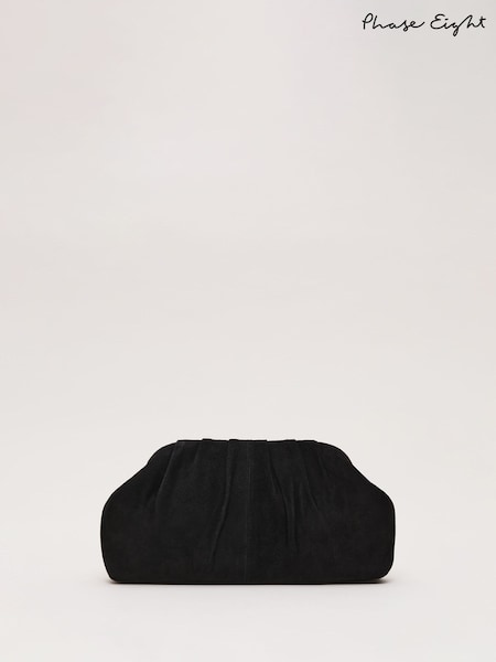 Phase Eight Black Suede Clutch Bag (H36137) | 371 QAR