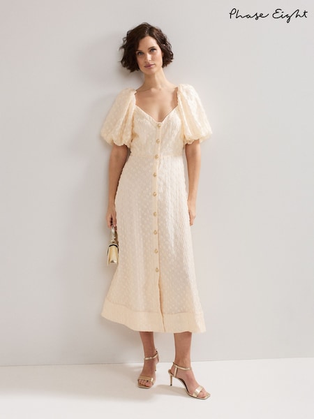 Phase Eight Cream Bonnie Midi Dress (H36144) | €225