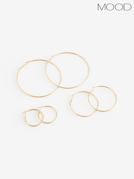 Mood Gold Tone Polished Medium Hoop Earrings 3 Pack (H36207) | €17