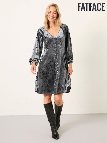 FatFace Em Washed Black Velvet Dress (H36278) | €91
