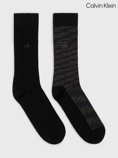 Calvin Klein Black Mens Classic Socks 2 Pack with Reinforced Heel and Toe Combed (H36576) | €18.50