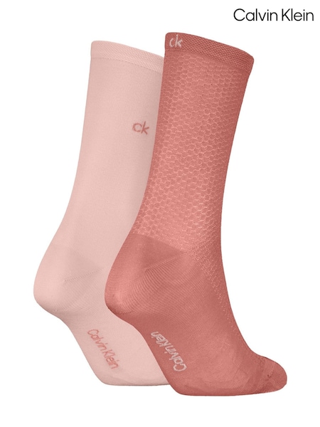 Calvin Klein Pink Womens Classic Socks 2 Pack with Reinforced Heel and Toe Combed (H36580) | €18.50