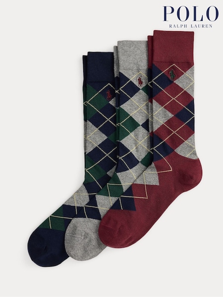 rdeča - Polo Ralph Lauren Argle Pattern Crew Ankle Socks 3 Pack (H36703) | € 39